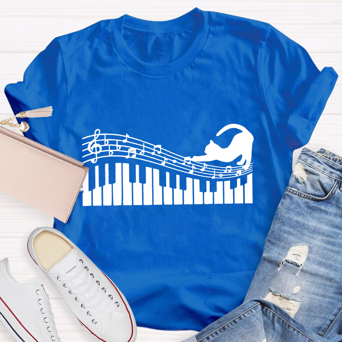 Funny Cat Play Music T-Shirt