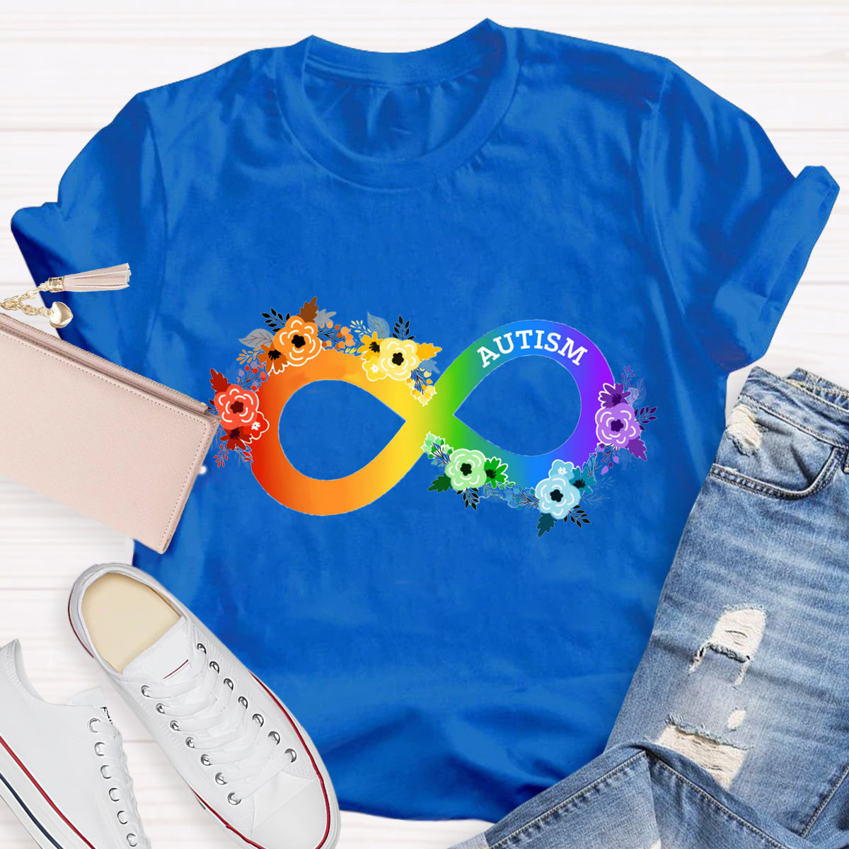 Neurodiversity Awareness  Rainbow Infinity Symbol T-Shirt