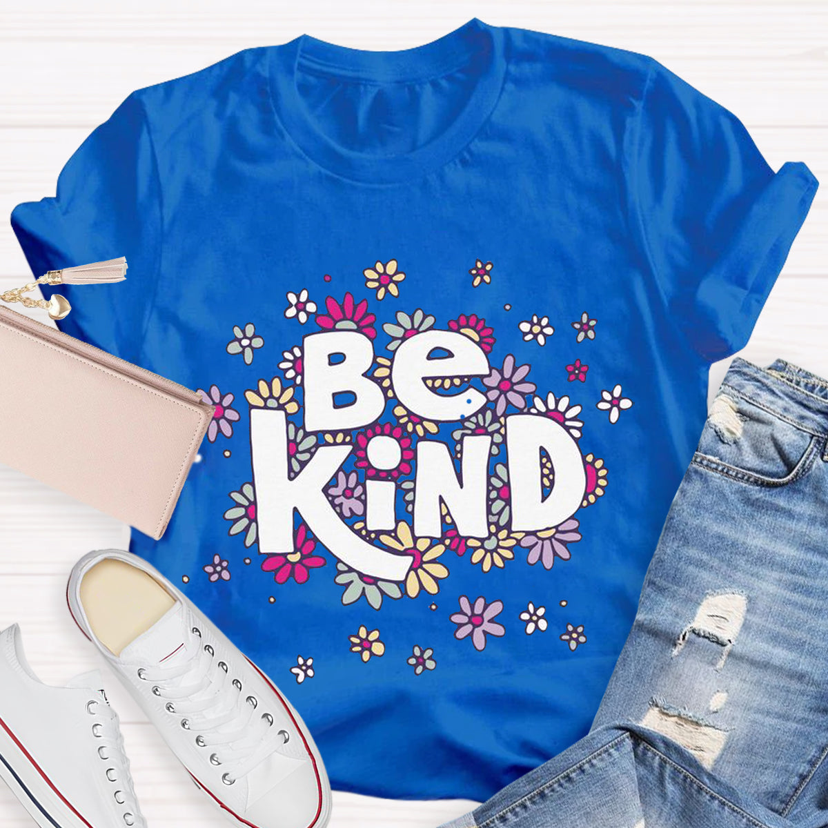 Cute Flower Be Kind Teacher T-Shirt