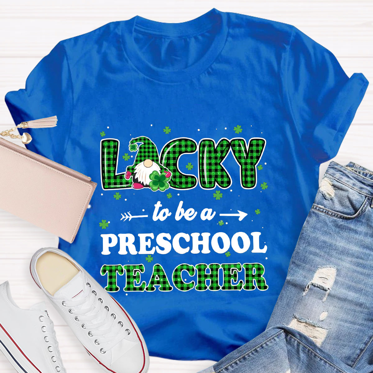 Personalized Grade Lucky To Be A Preschool Teacher  T-Shirt