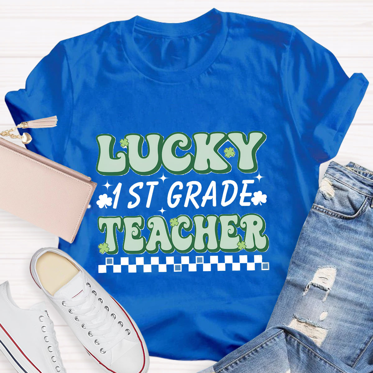 Personalized Grade Lucky Teacher T-Shirt