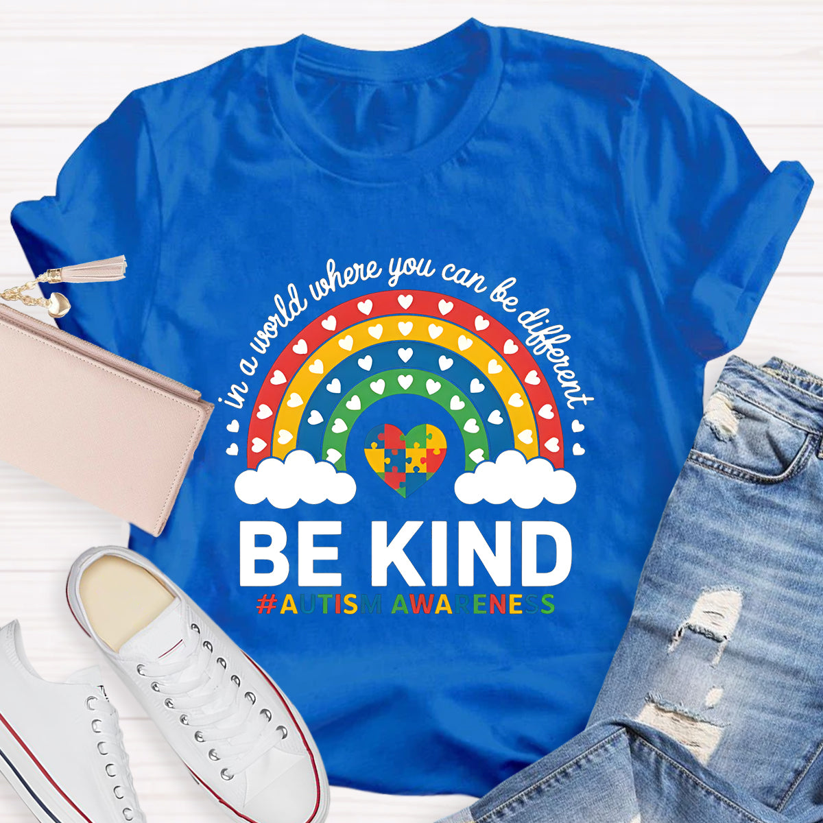 Colorful Heart In A World Where You Can Be Anything Be Kind T-Shirt