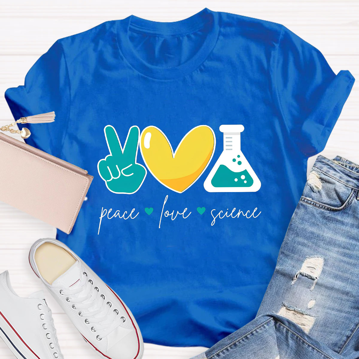 Peace Love Science Teacher T-Shirt