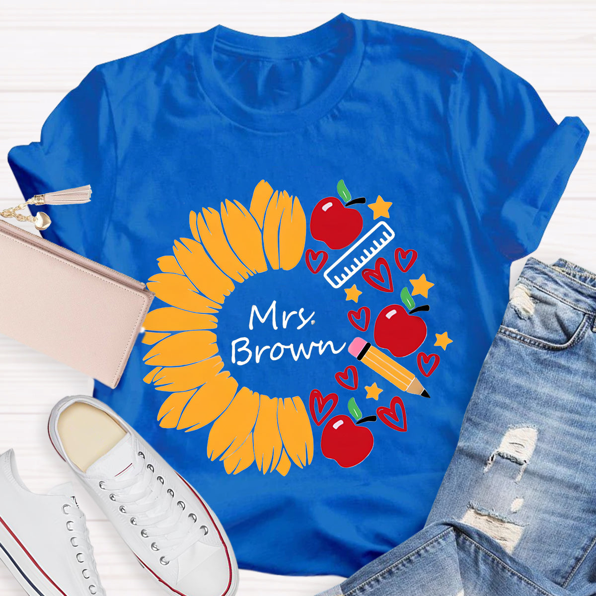 Personalized Name Sunflower Teacher Life T-Shirt