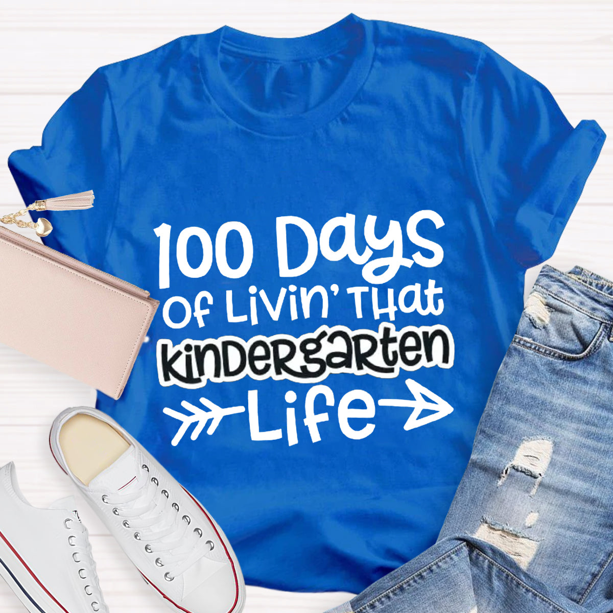 Personalized Grade 100 Days Of Livin' That Kindergarten Life T-Shirt