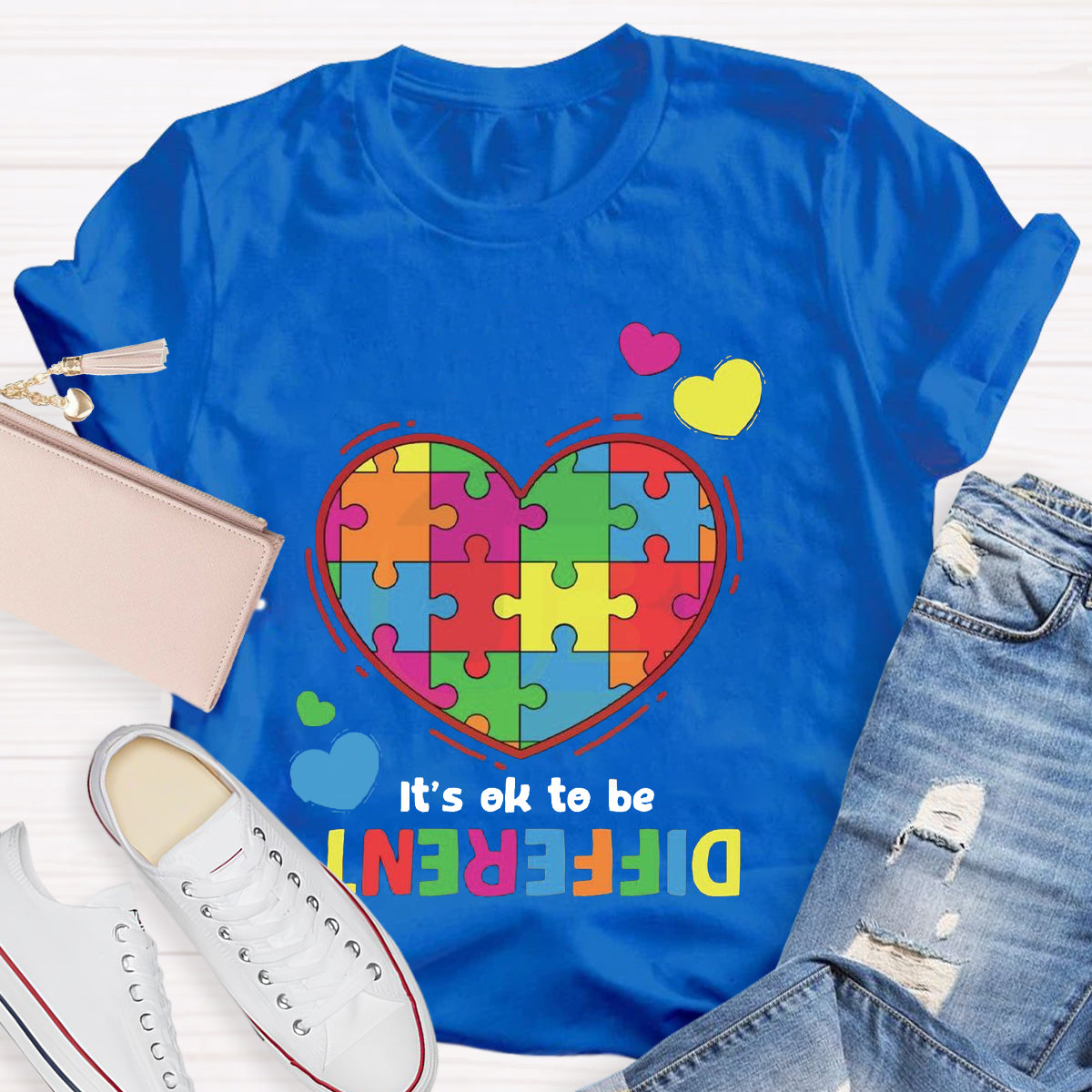 It's Ok To Be Different Colorful Heart T-Shirt