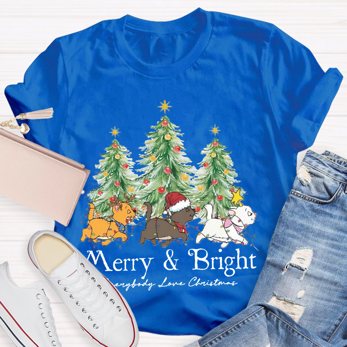 Merry & Bright Everybody Love Christmas Teacher T-Shirt