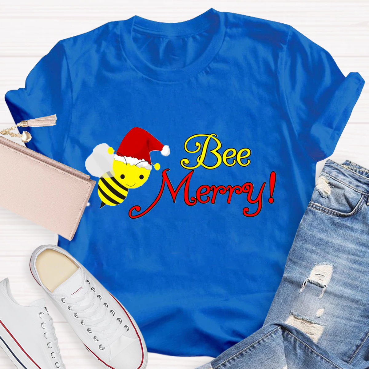 Christams Bee Happy Teacher T-Shirt