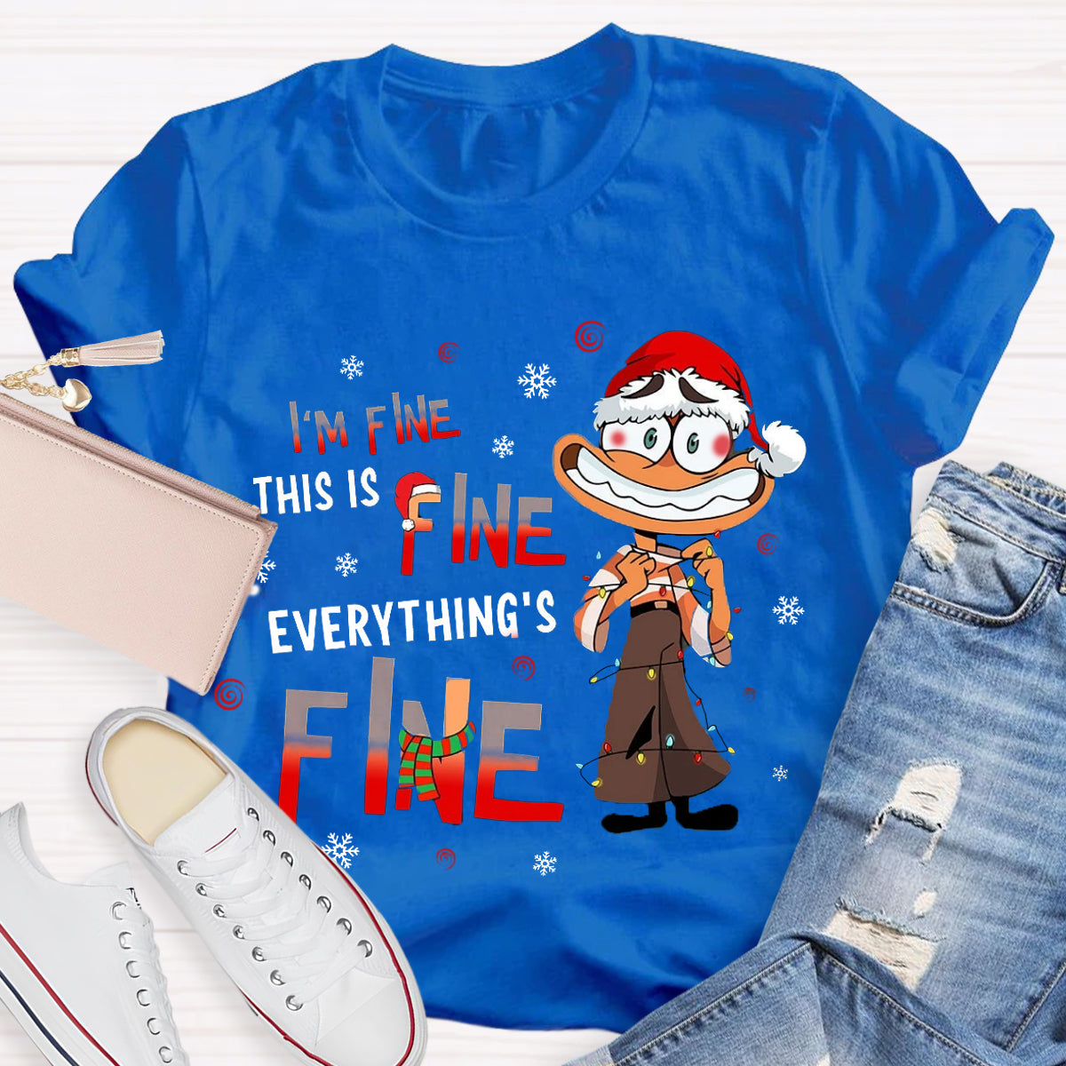 I'm Fine Everything Is Fine Christmas  Emotions T-Shirt