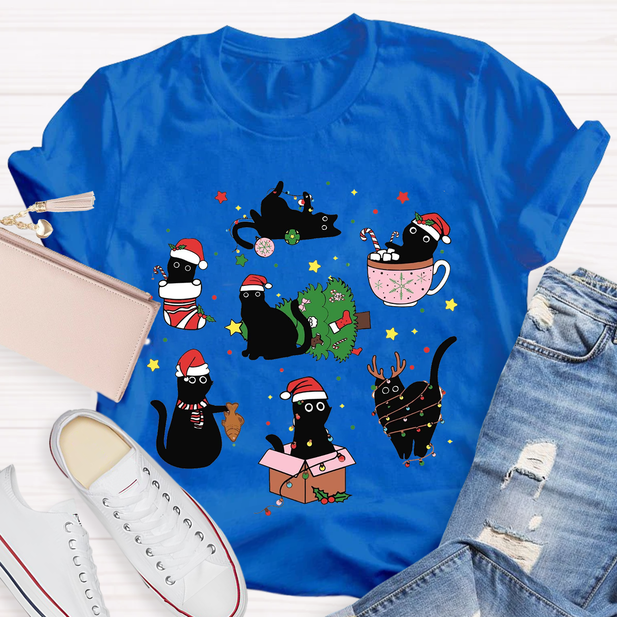 Christmas Funny Black Cat T-Shirt