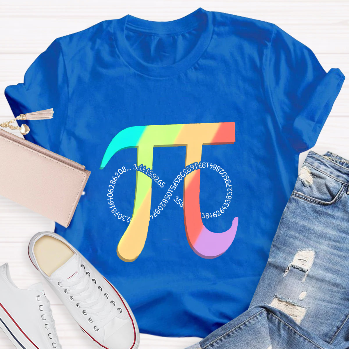 Colorful Pi Math Teacher Graphic T-Shirt