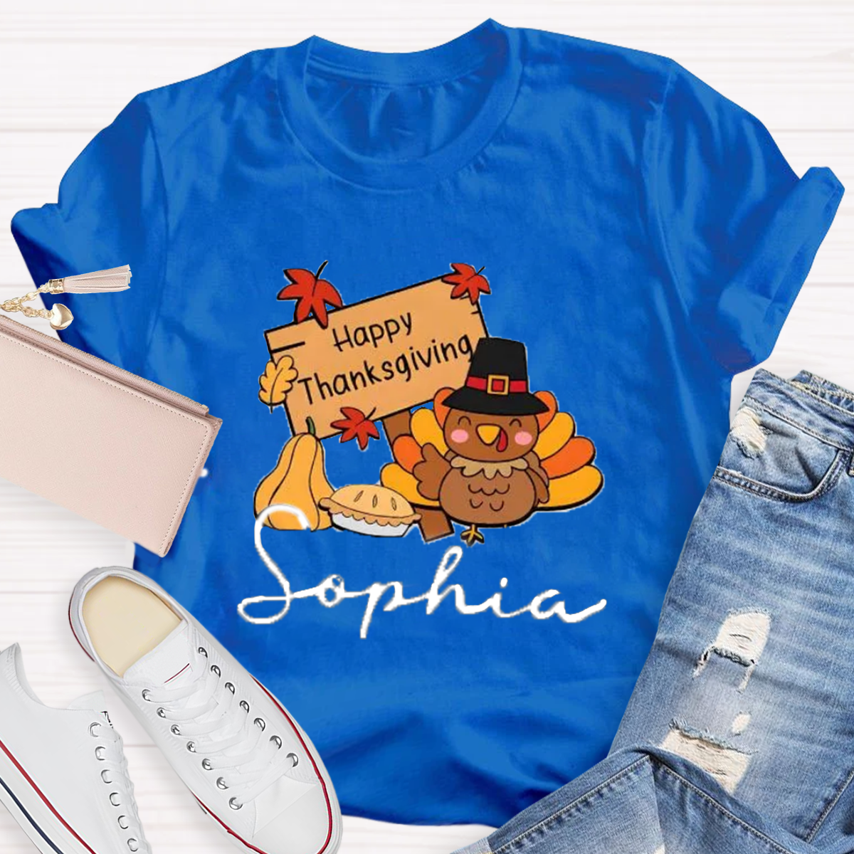 Personalized Name Happy Thanksgiving Teacher T-Shirt