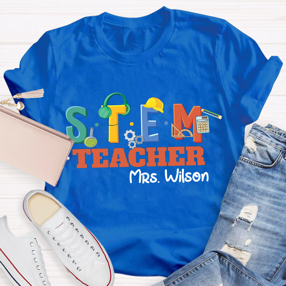 Personalized Name STEM Teacher Pencil T-Shirt