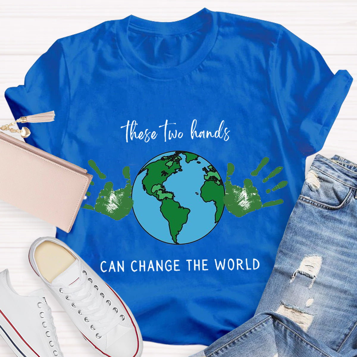 Earth Day Handprint Teacher T-Shirt