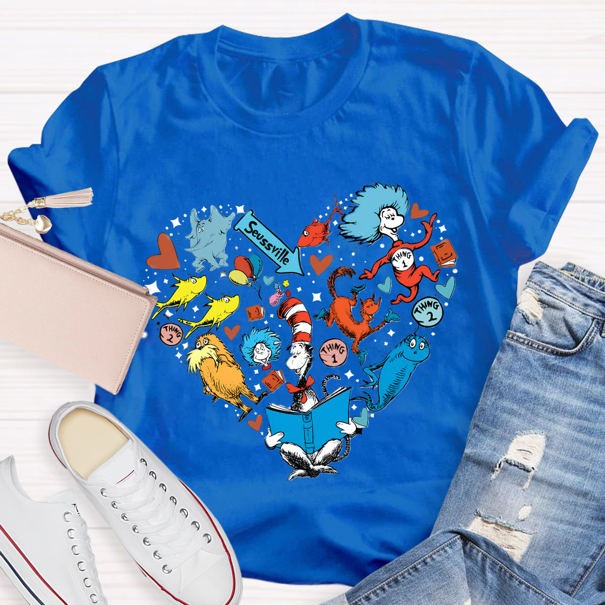 The Cat In The Hat Heart Teacher T-Shirt