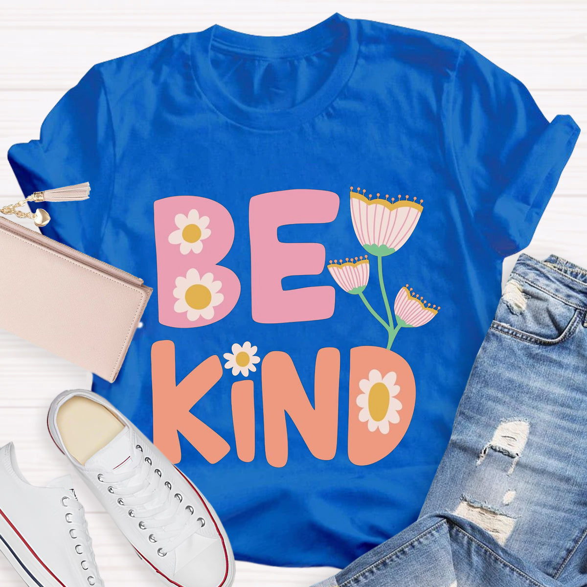 Be Kind Pink Flower Teacher T-Shirt