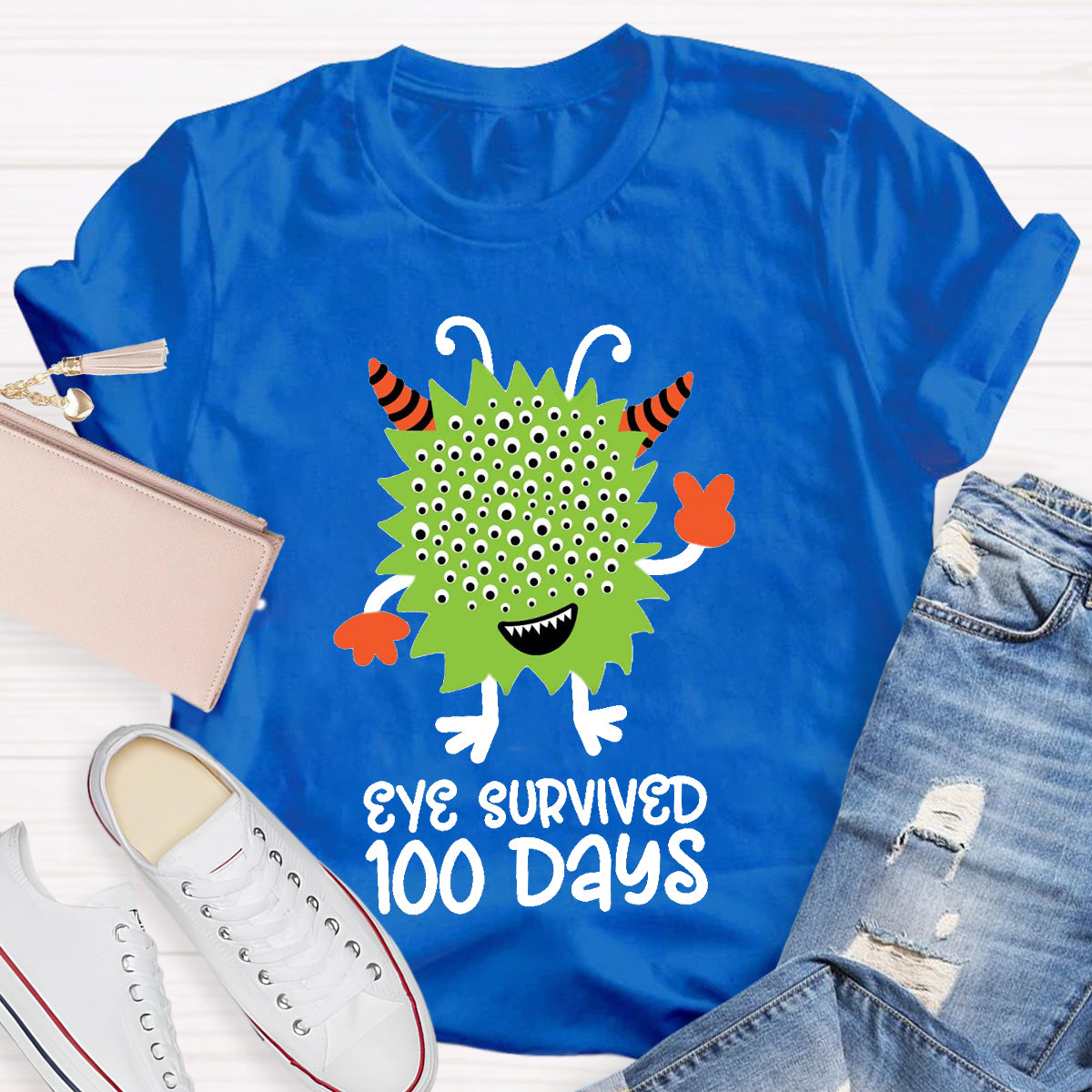 Eye Survived 100 Days Teacher T-Shirt