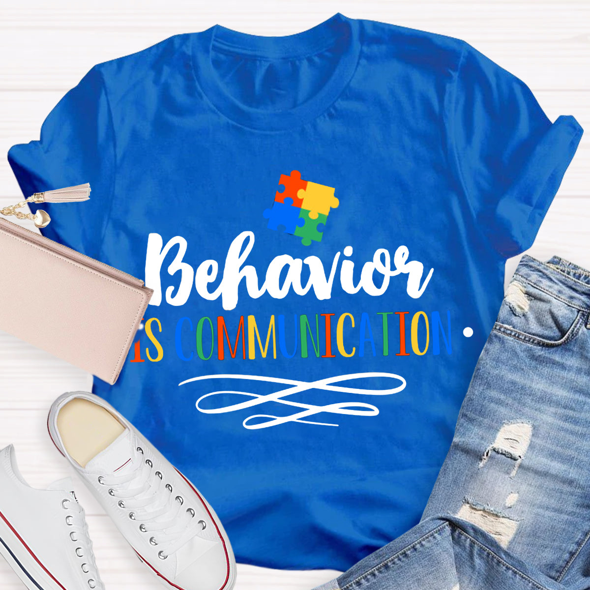 Behavior Is Communication Special Education Jigsaw Puzzle Print T-Shirt