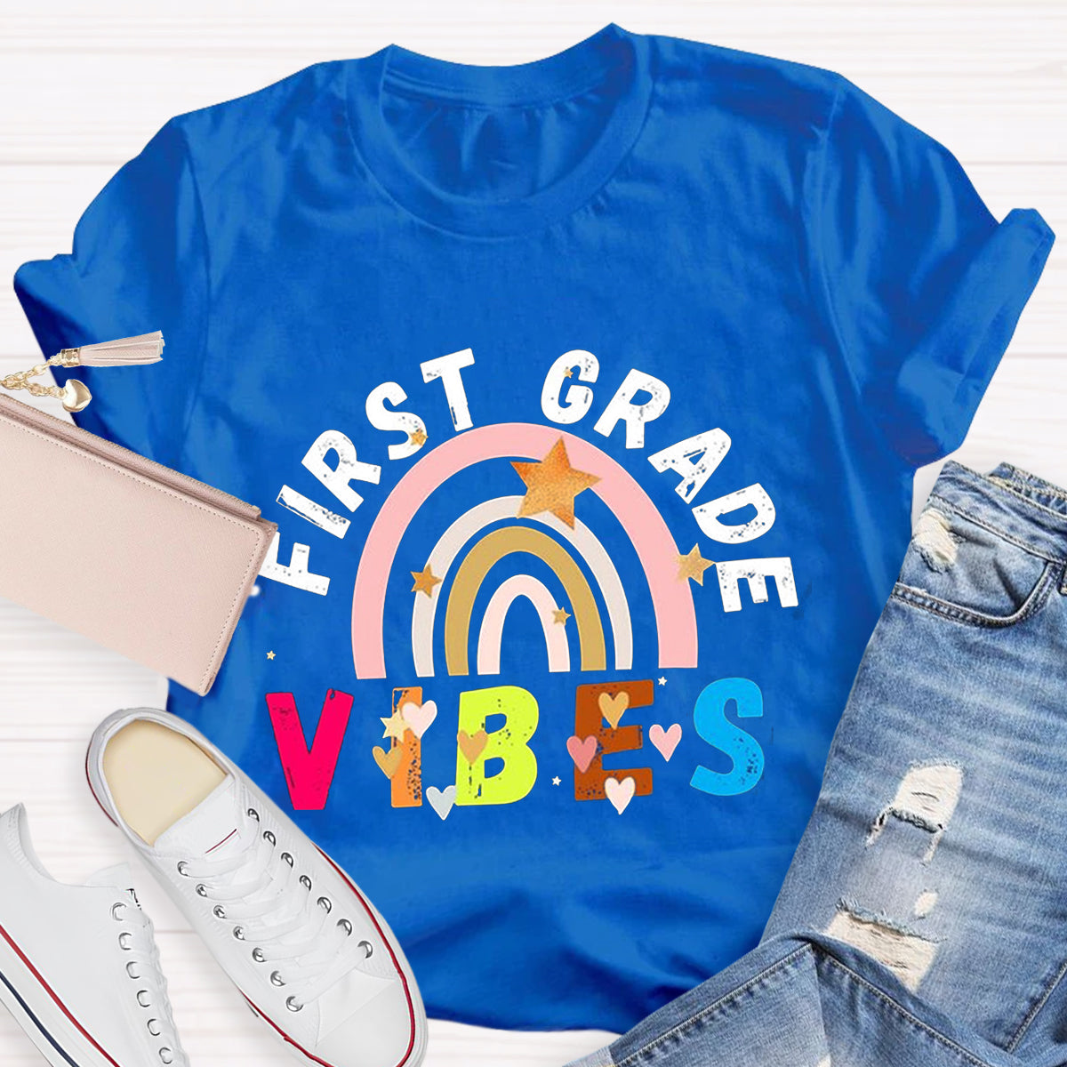 Personalized First Grade Vibes Teacher Shirt