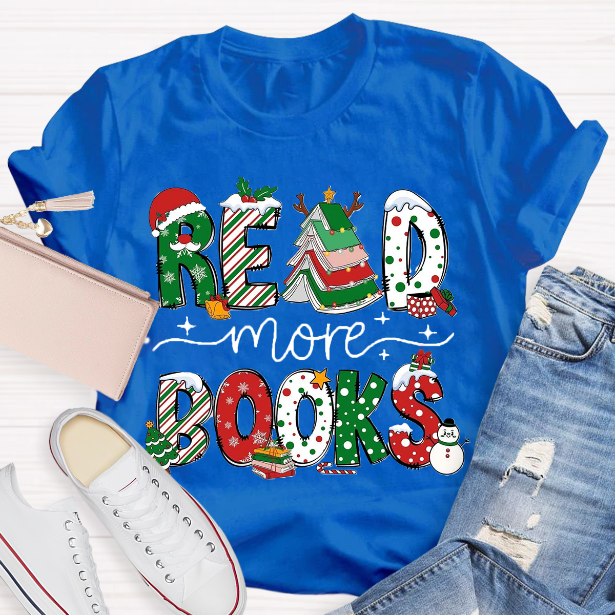 Read More Books Christmas Teacher T-Shirt