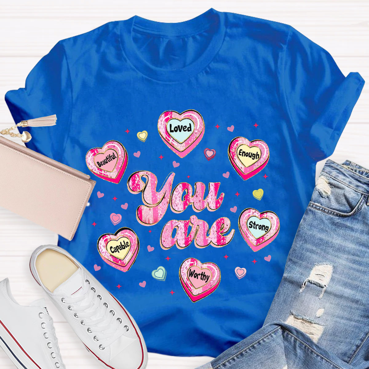 Teacher Valentine Brushstroke Heart Valentines Day T-Shirt