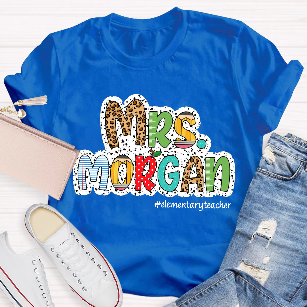 Personalized Name Elementary Teacher T-Shirt