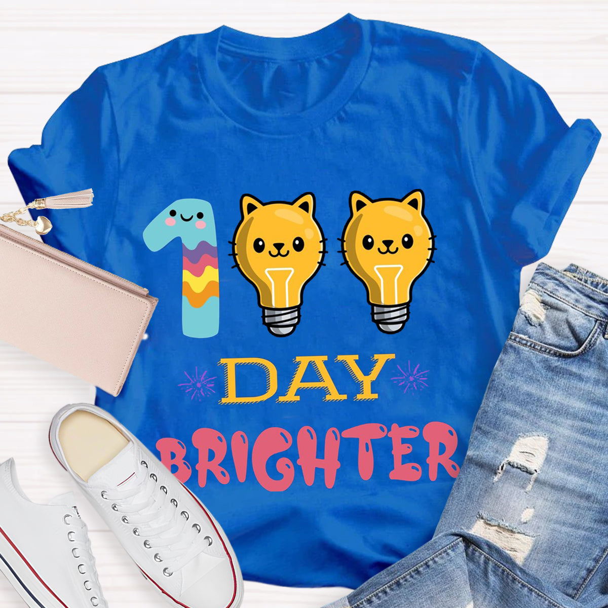 100 Days Brighter Cute Cat T-Shirt