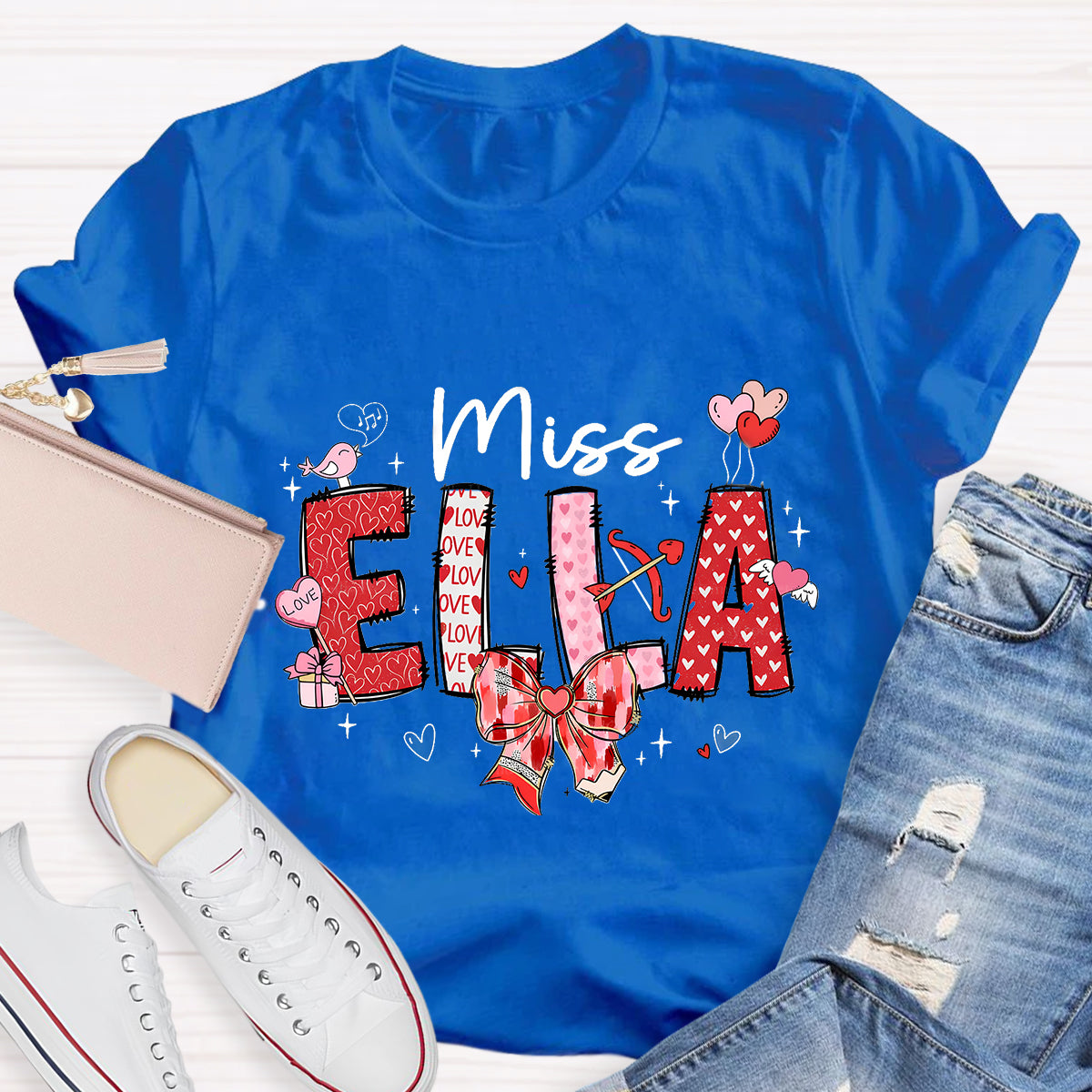 Personalized Name Valentine's Day Miss Ella T-Shirt