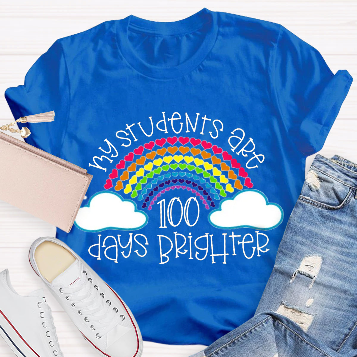 My Students Are 100 Days Brighter Rainbow Teacher T-Shirt