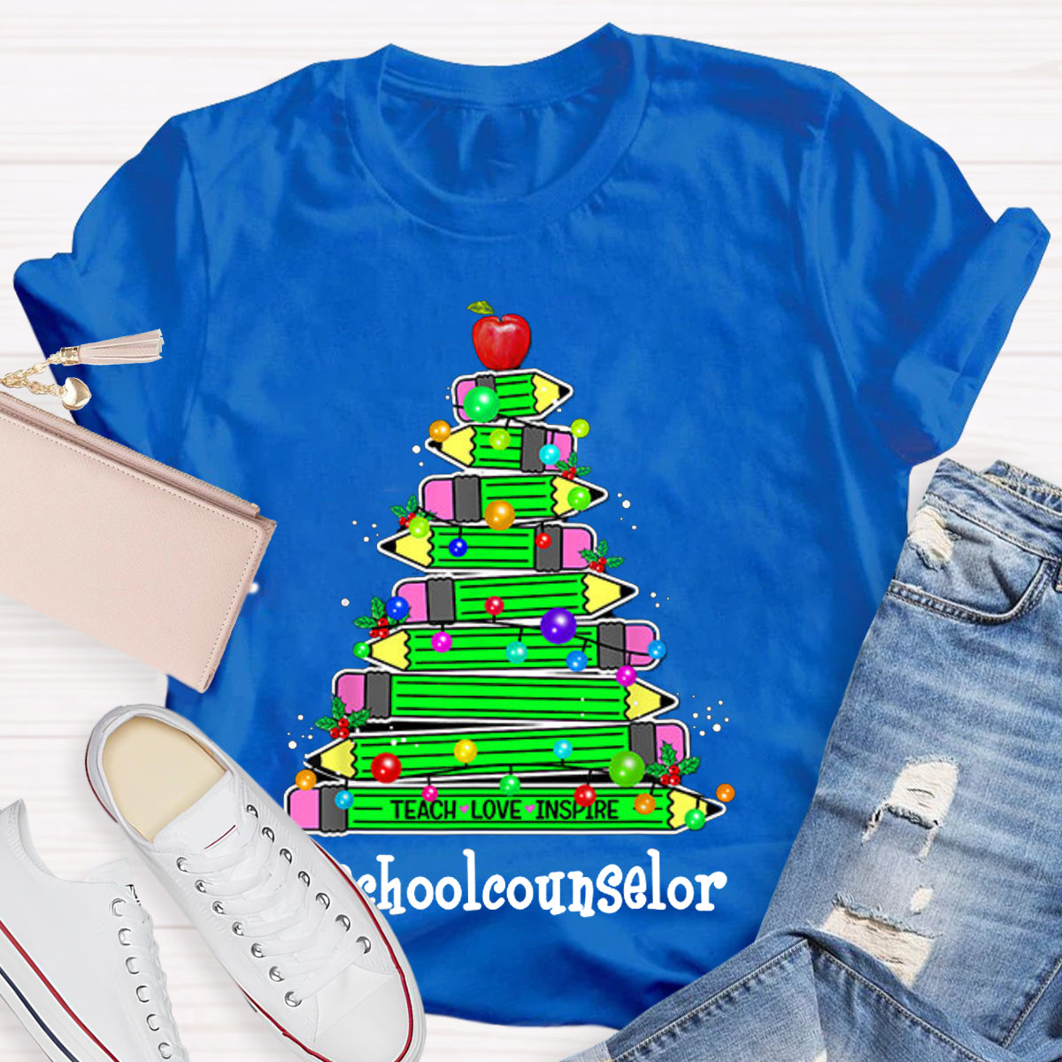 Personalized Position Of School Pencil Tree Teacher T-Shirt