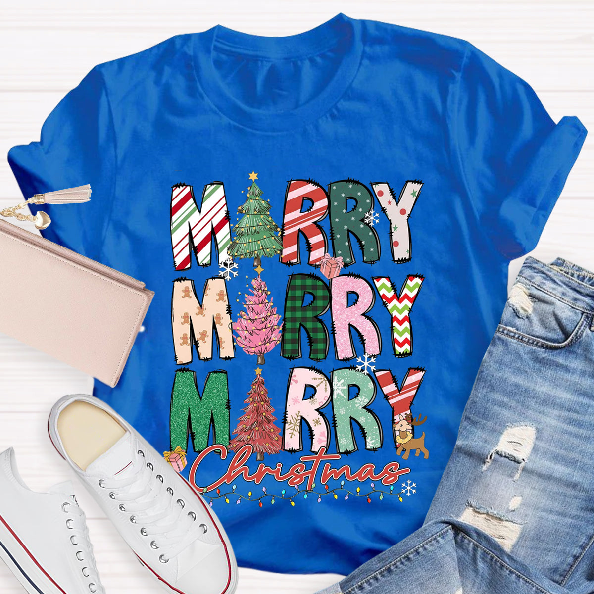 Merry And Bright Teacher T-Shirt