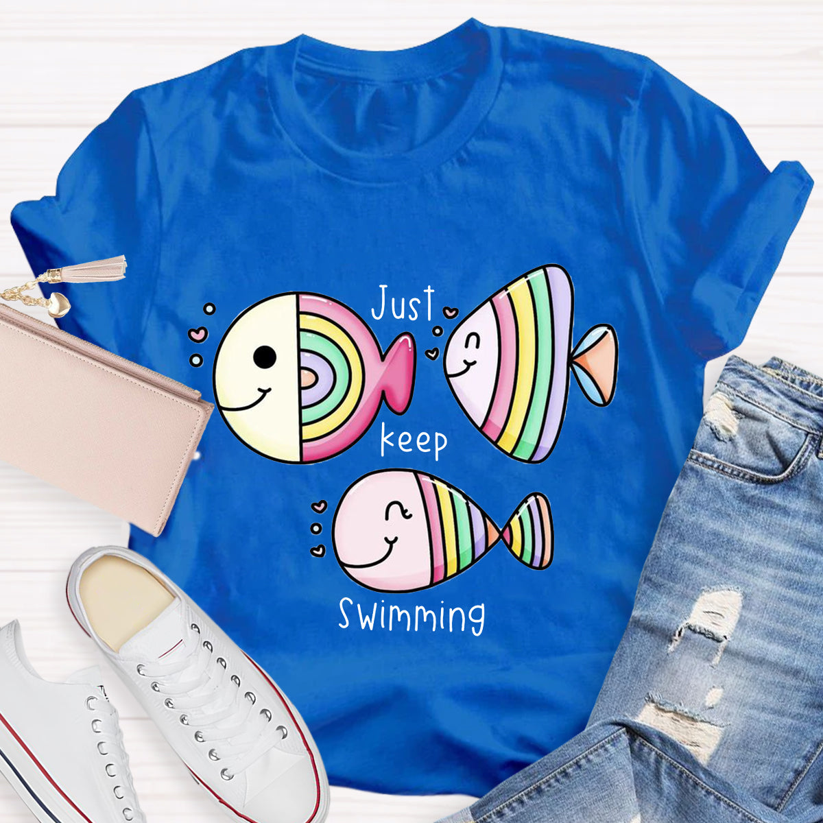 Just Keep Swimming Funny Fish T-Shirt