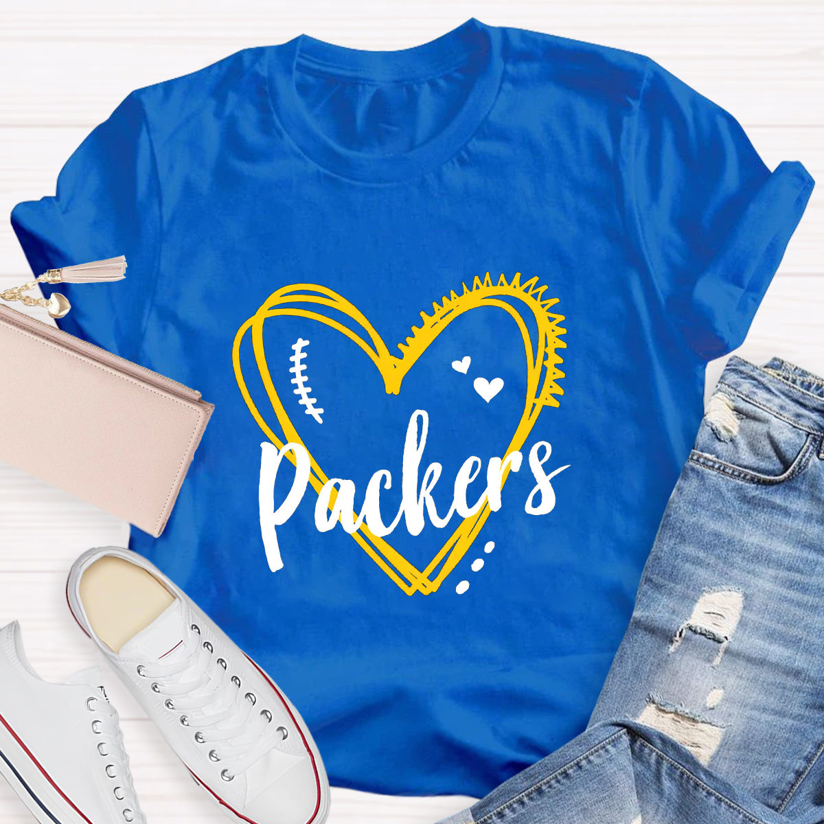 Personalized Mascot Yellow Heart Teacher T-Shirt