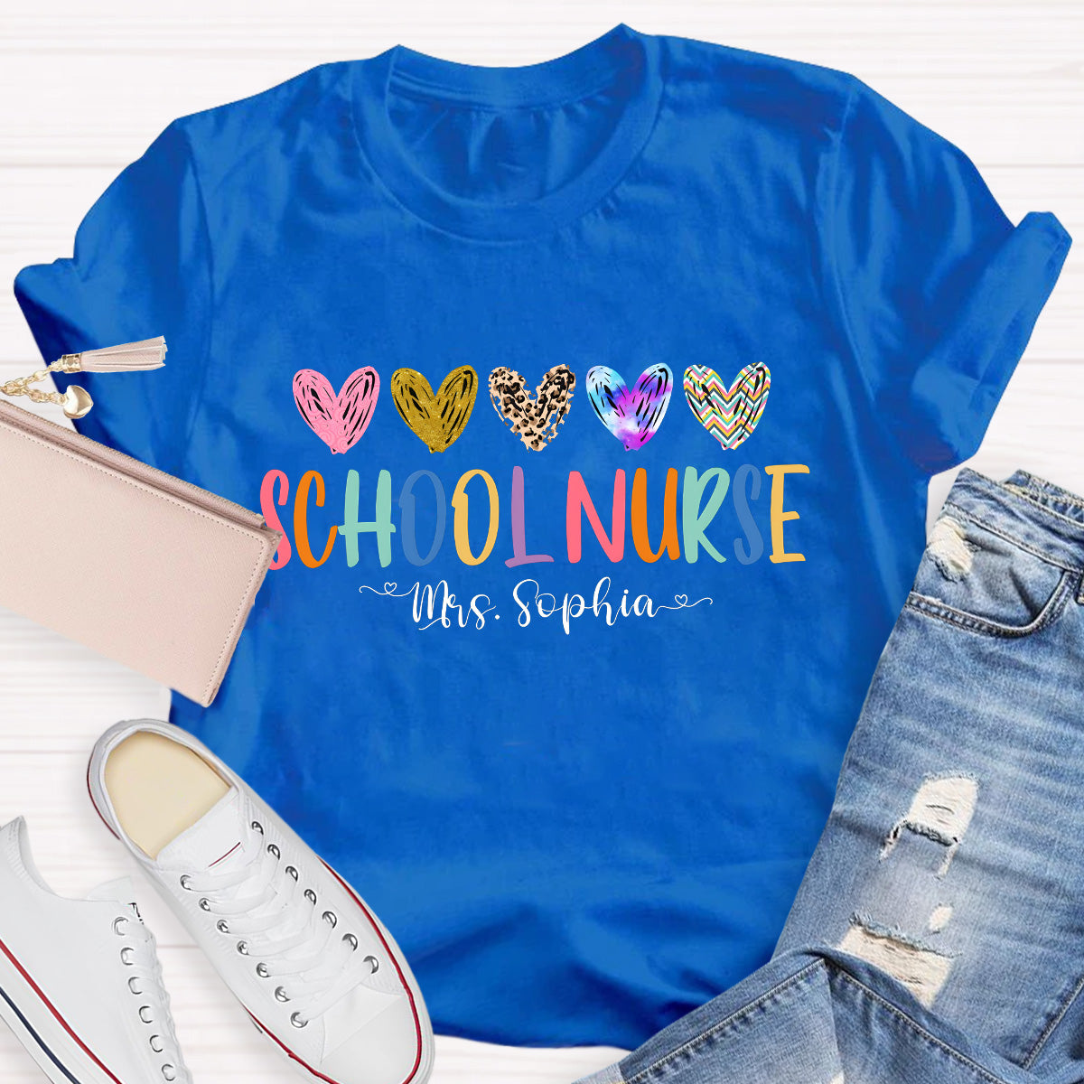 Personalized Name School Nurse  Teacher T-Shirt