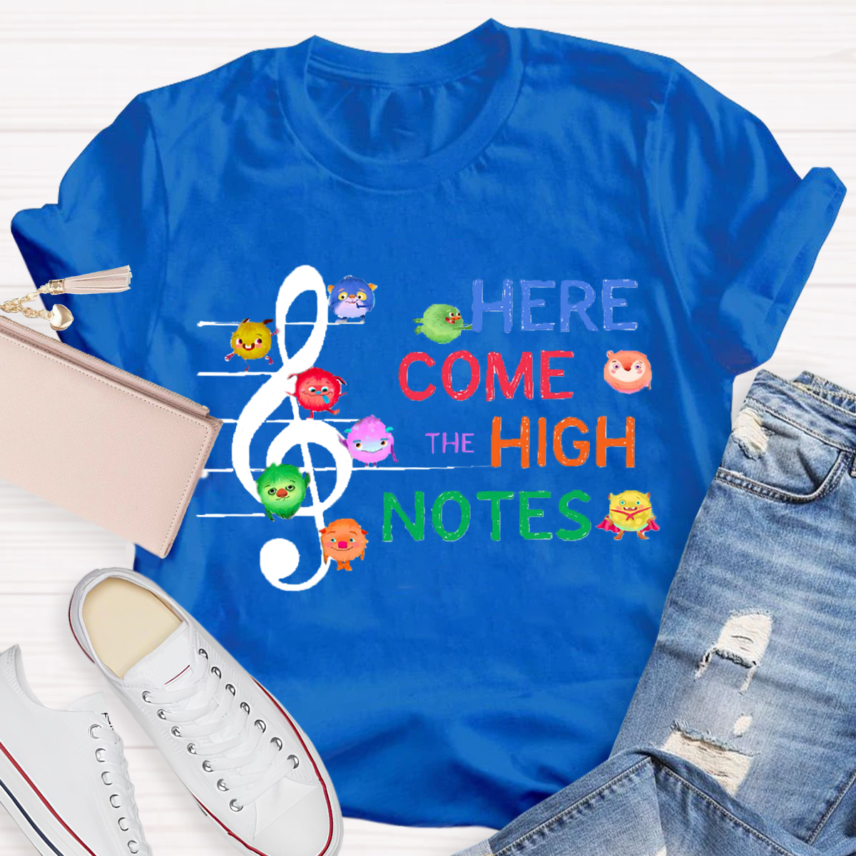 Here Come The High Notes Music Teacher T-Shirt