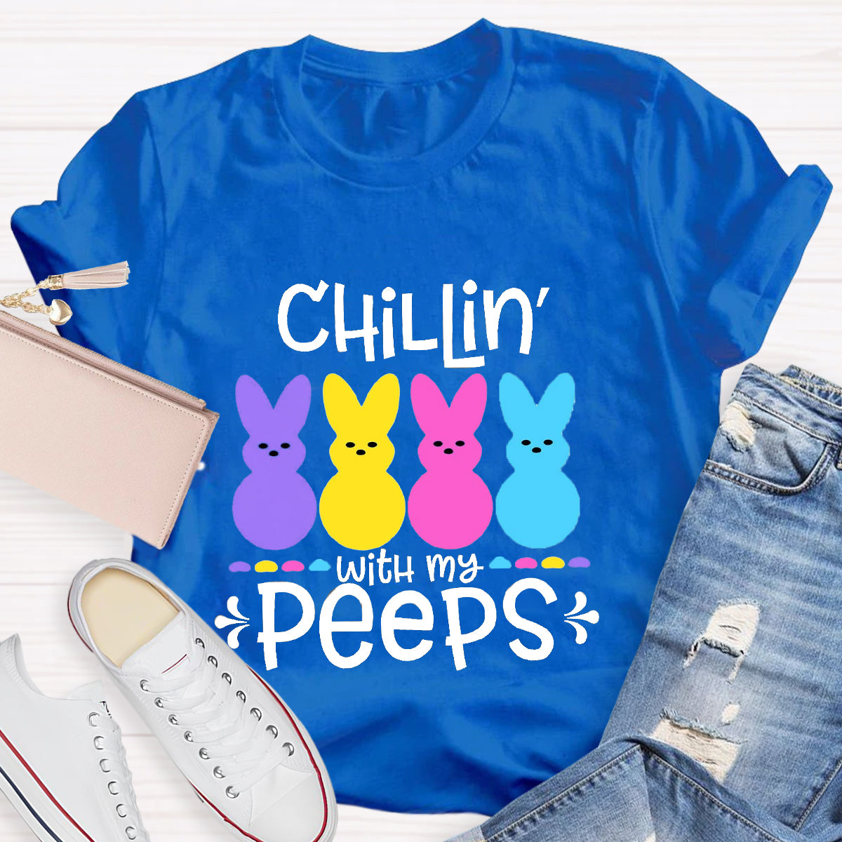 Chilling With My Peeps Easter Bunny T-Shirt