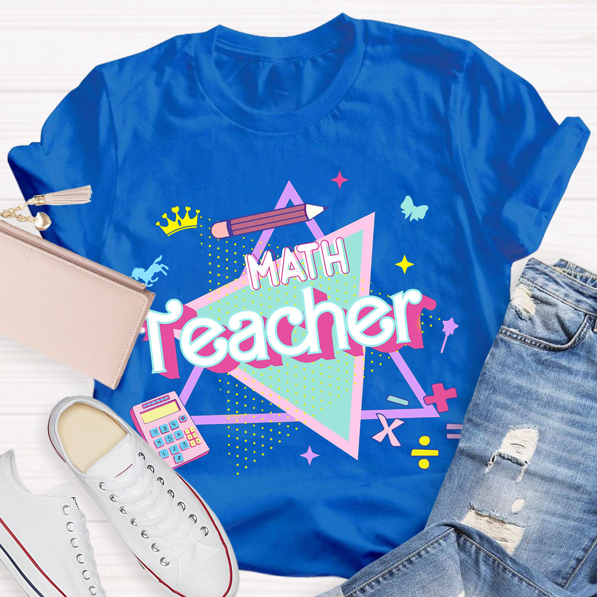 Overlapping Triangles Math Teacher T-Shirt