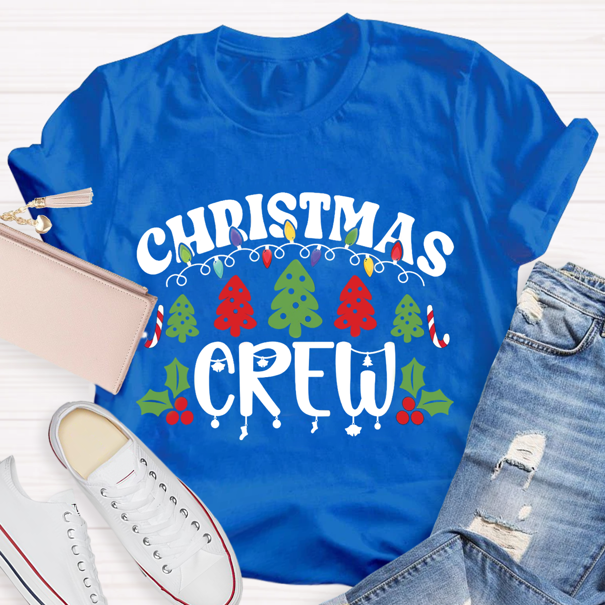 Christmas Crew Christmas Tree Light Teacher T-Shirt