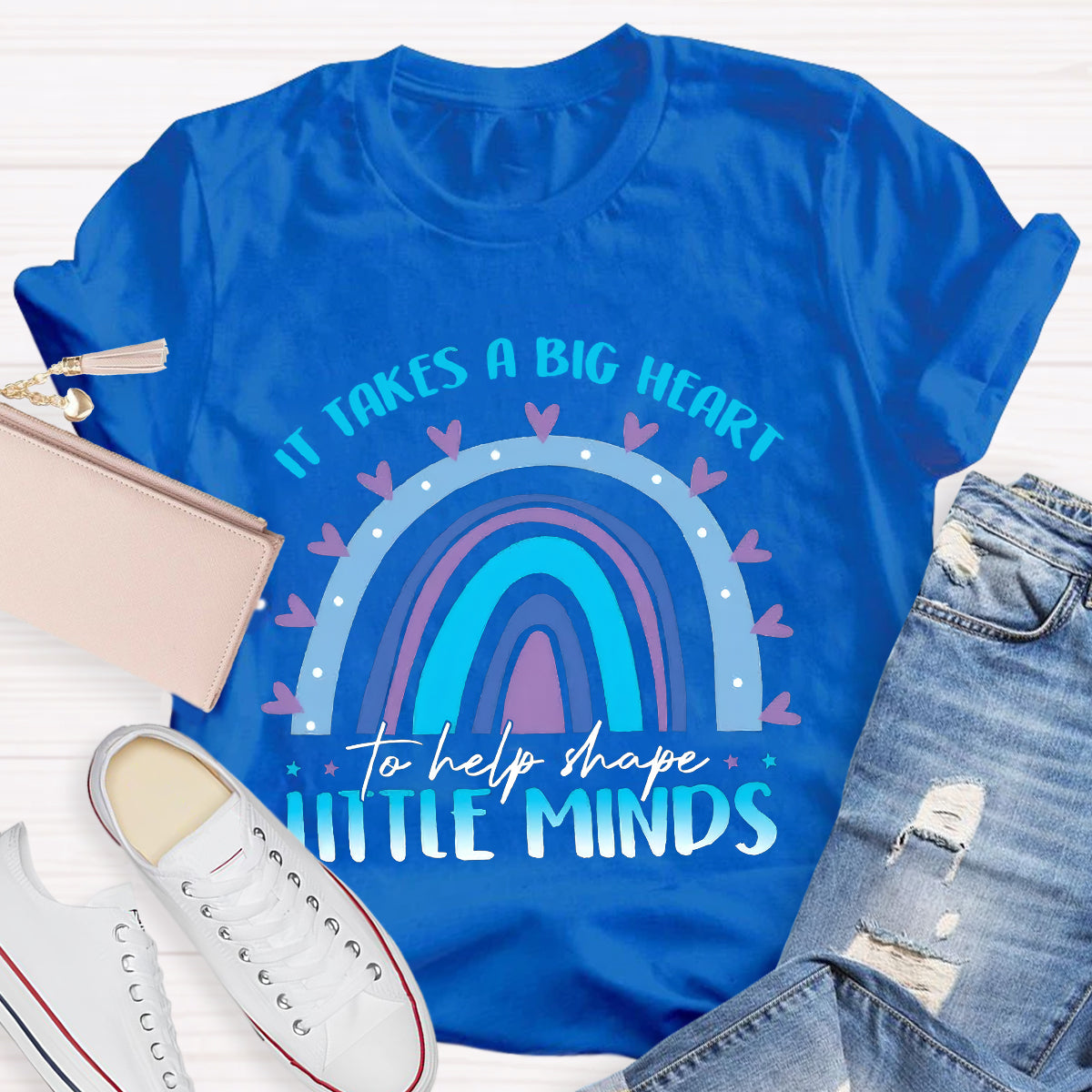 It Takes A Big Heart To Help Little Minds Rainbow T-Shirt