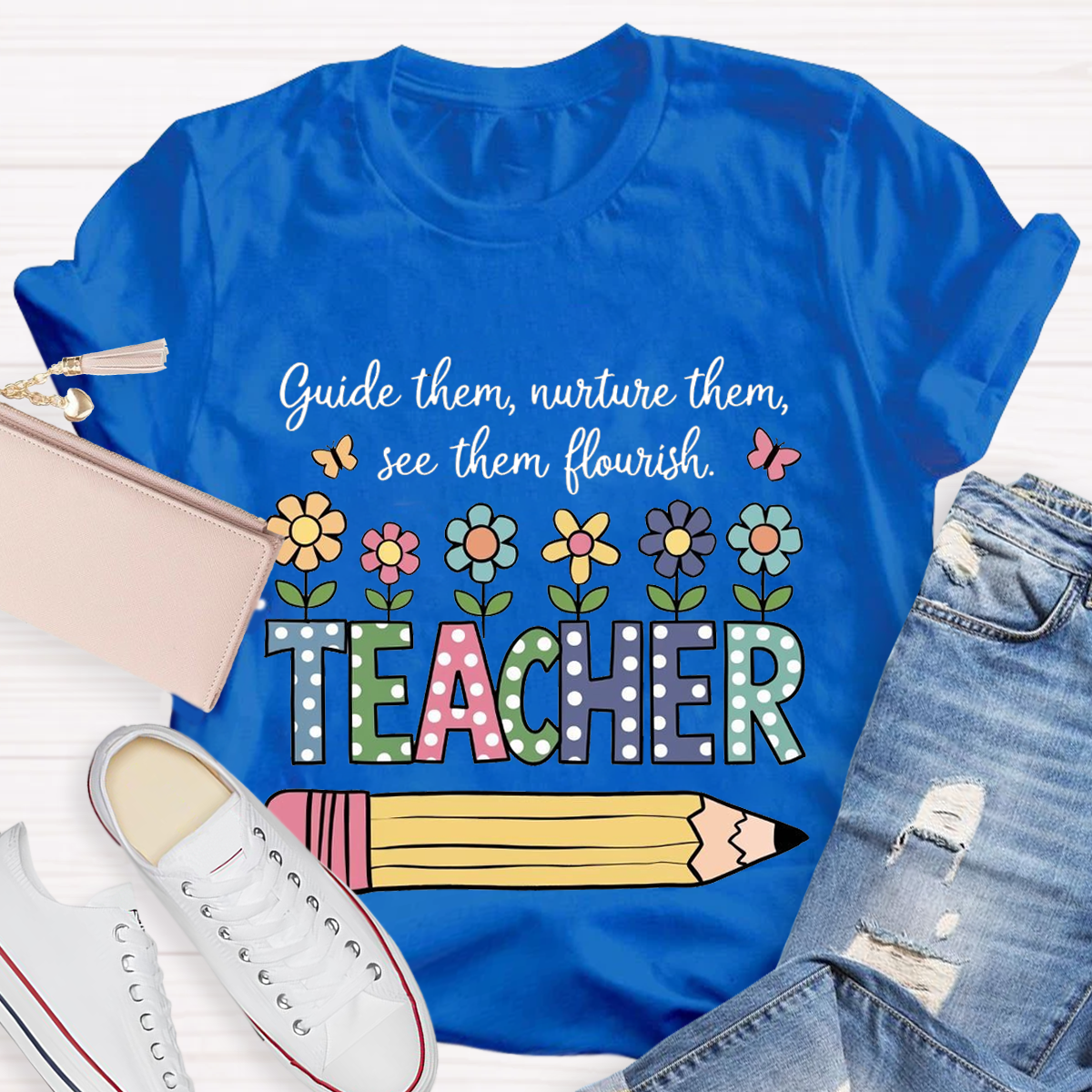 Flower Design Teacher T-Shirt