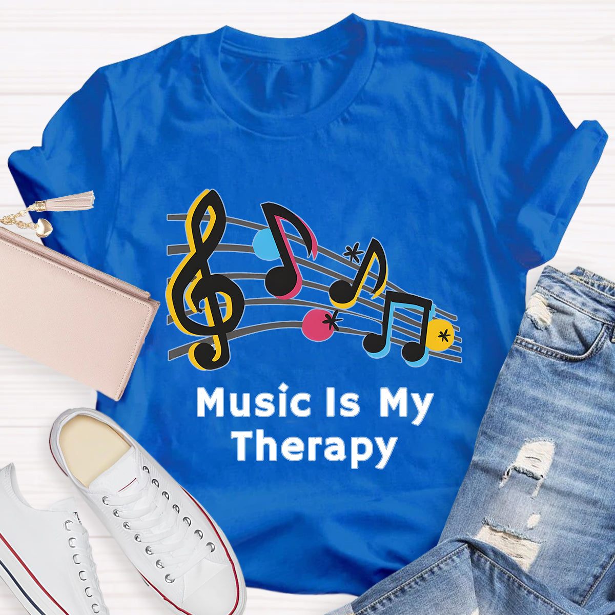 Music Is My Therapy Teacher T-Shirt