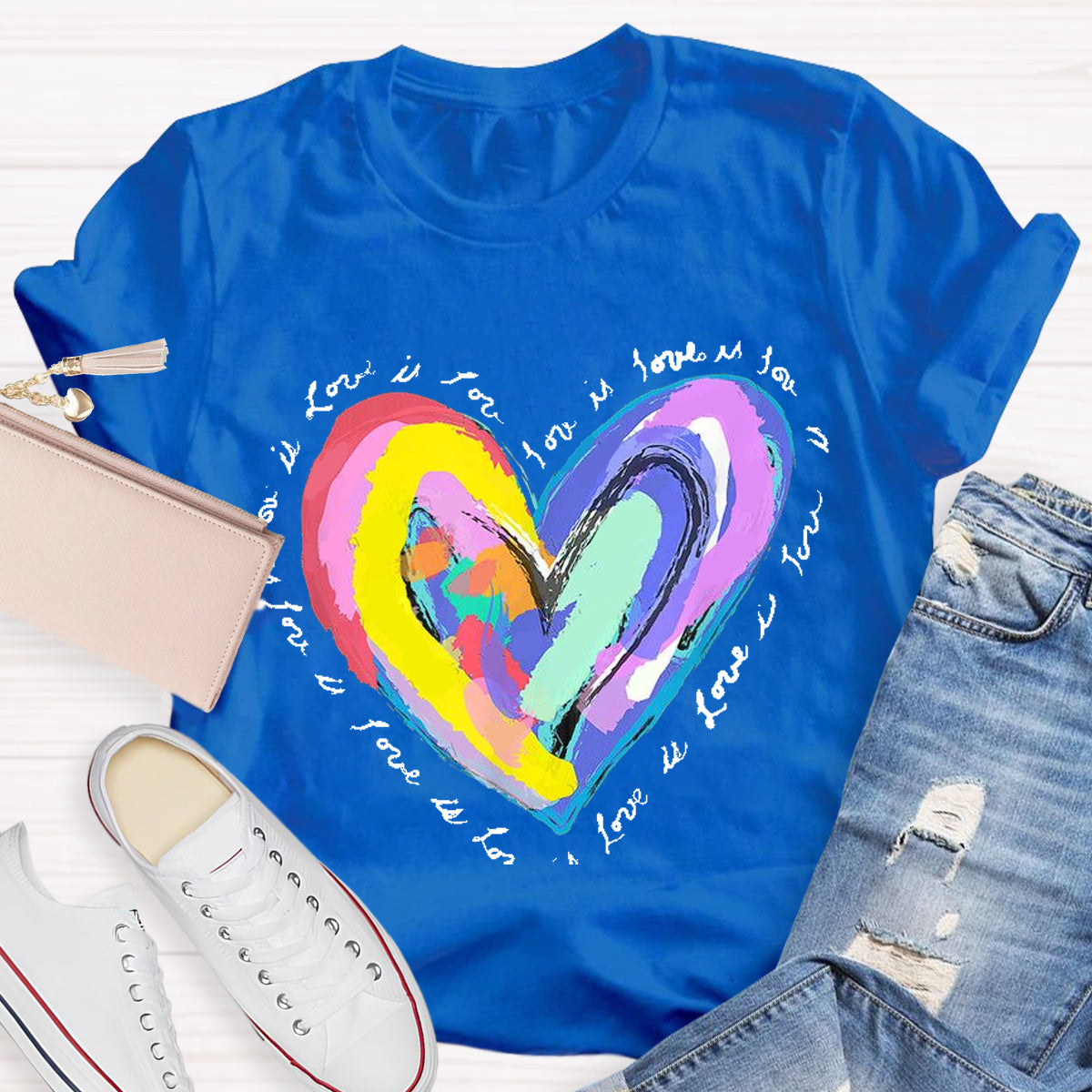 Art Design Colorful Heart Teacher T-Shirt