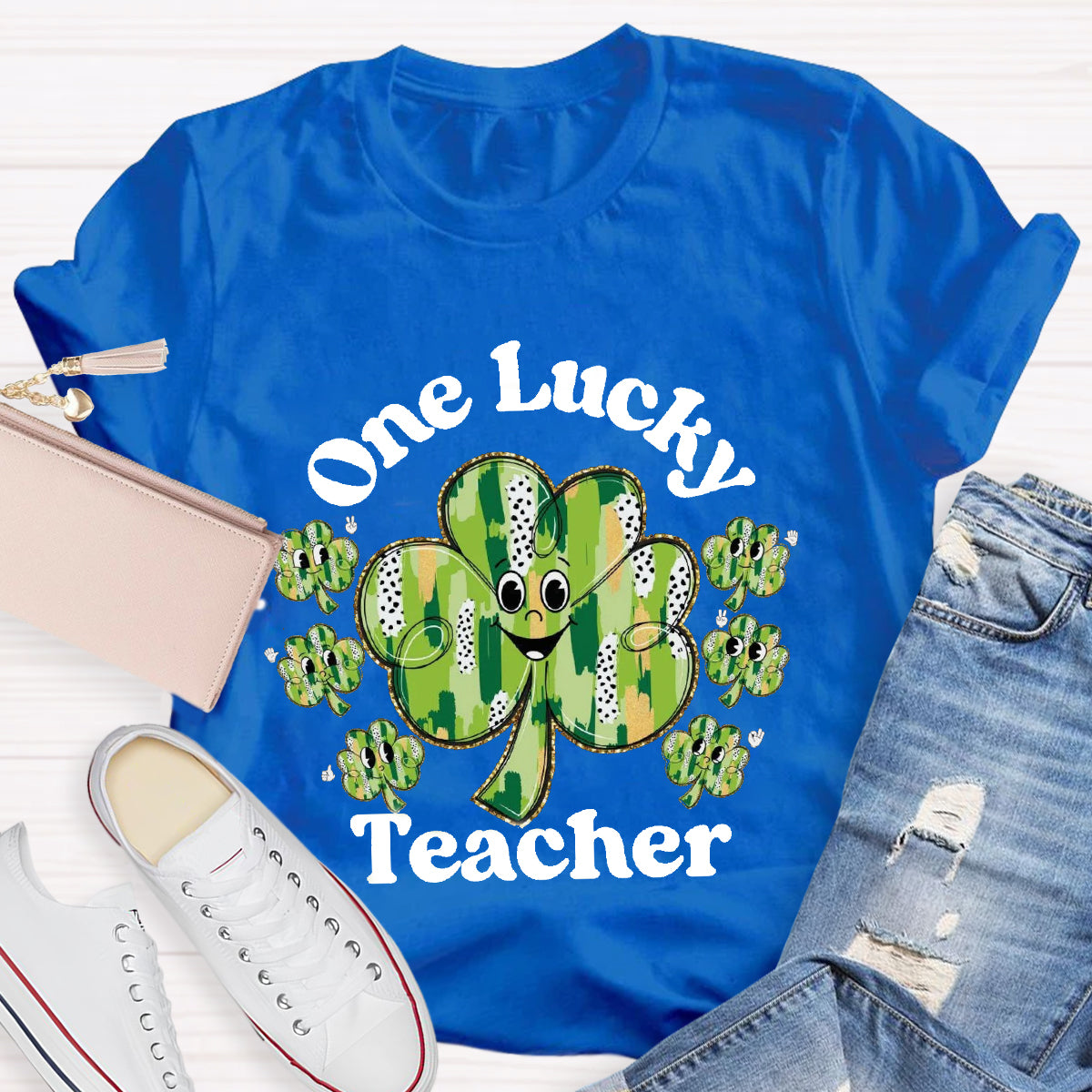 One Lucky Teacher Funny Shamrock T-Shirt