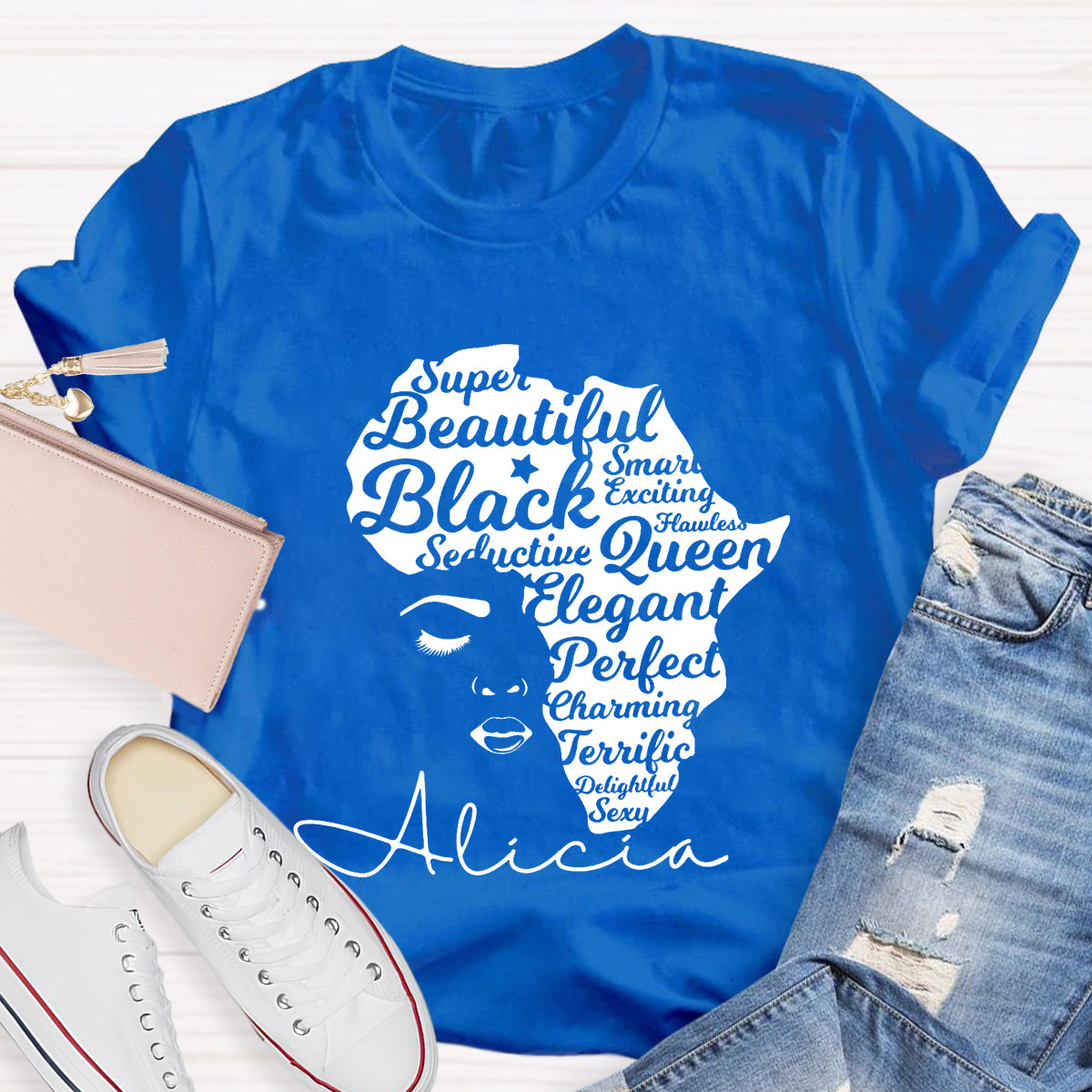 Personalized Name Beautiful Queen T-Shirt