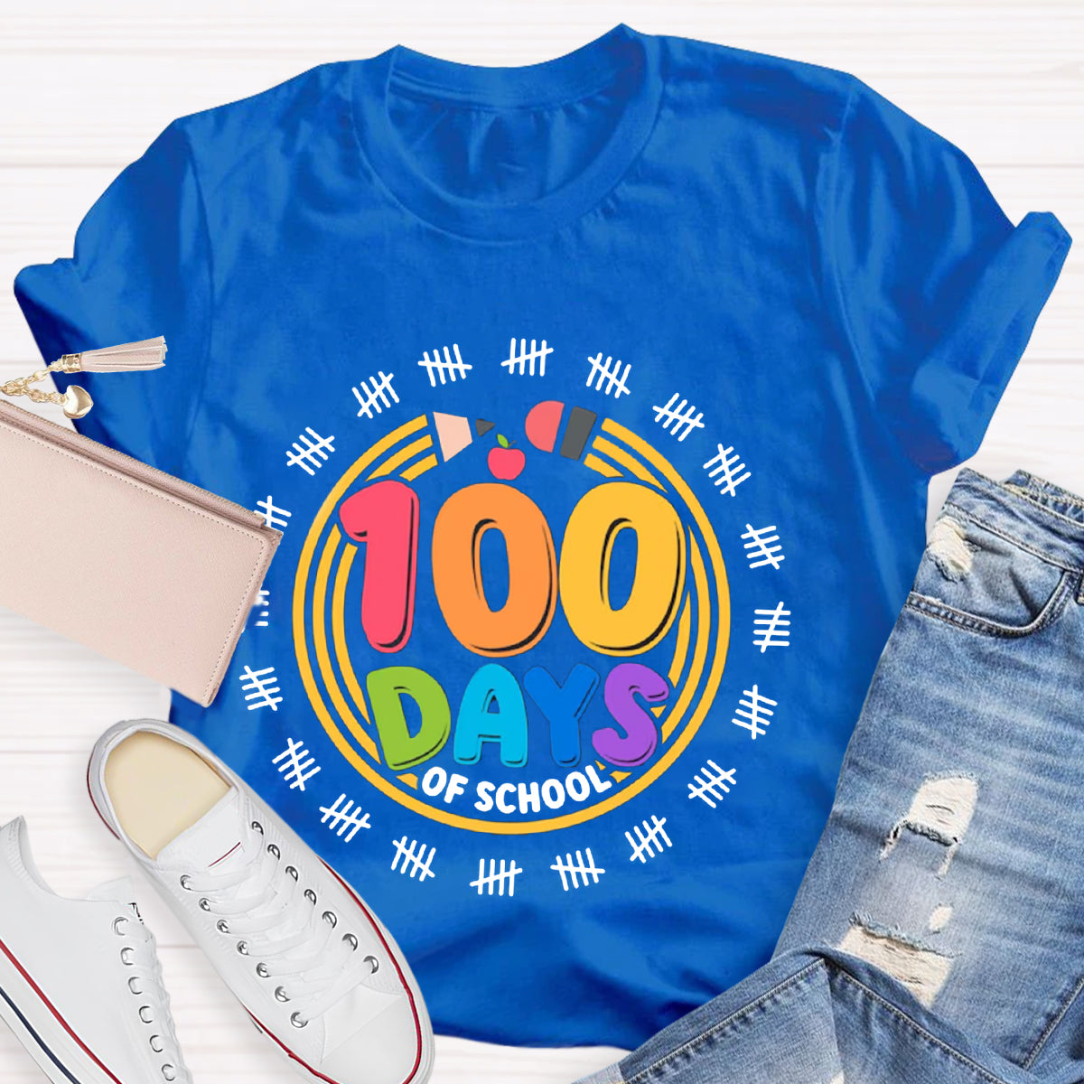 100 Days Of School Pencil Circle T-Shirt