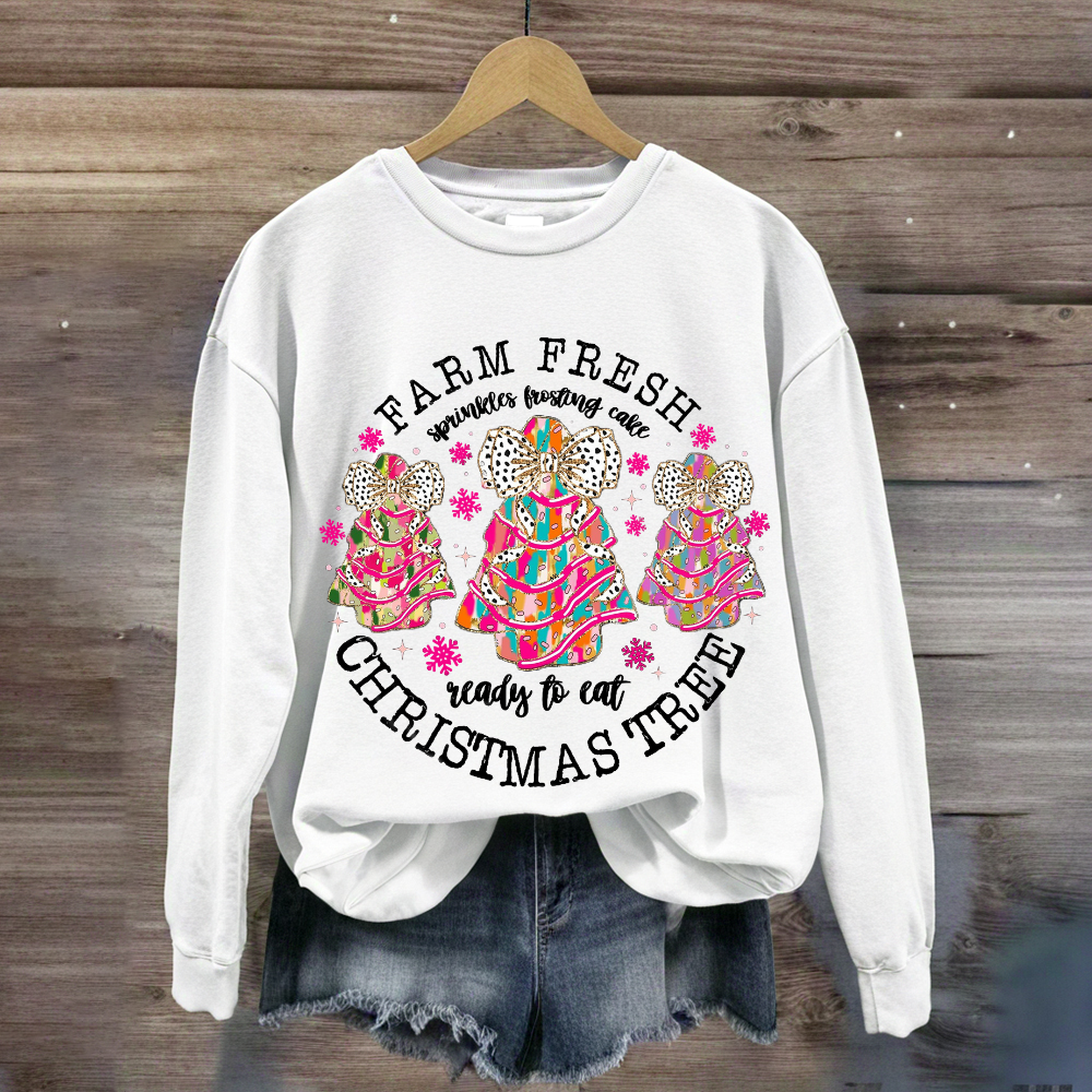 Farm Fresh Christmas Tree Spirals Frosting Cake Ready To Eat Sweatshirt