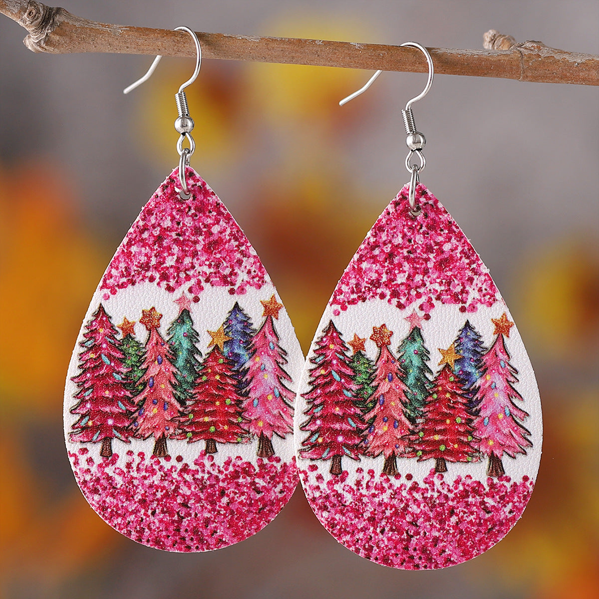 Santa Claus Teardrop-Shaped Double-Sided Earrings