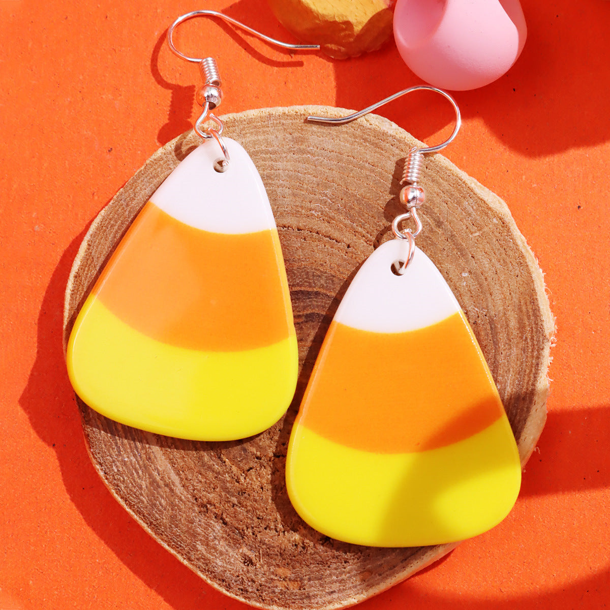 3D Candy Corn Pendant Earrings