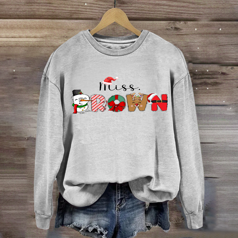 Personalized Name Christmas Hat Snowman Design Sweatshirt