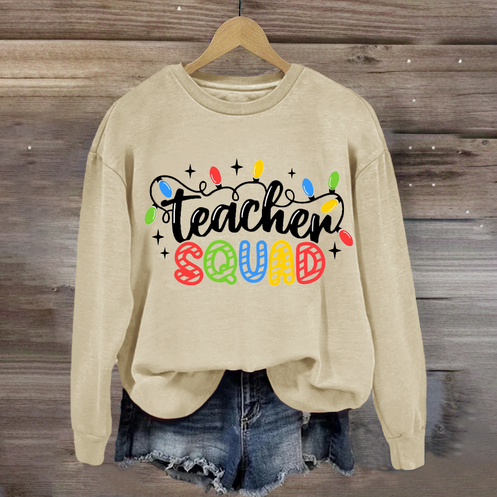 Teacher Squad Christmas Lights Sweatshirt